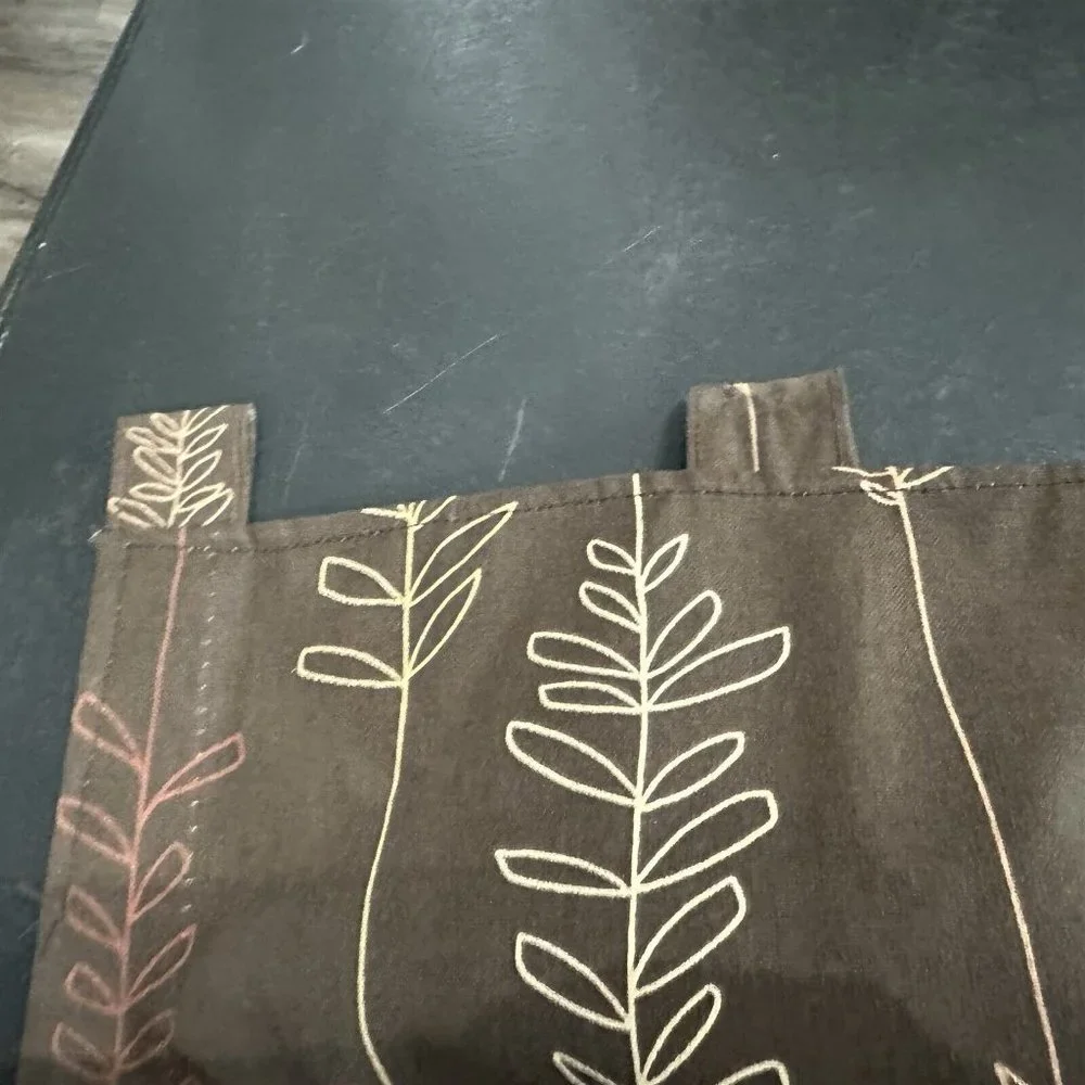 Curtain Panels Tab Top Brown Modernist Leaves Botanical 34